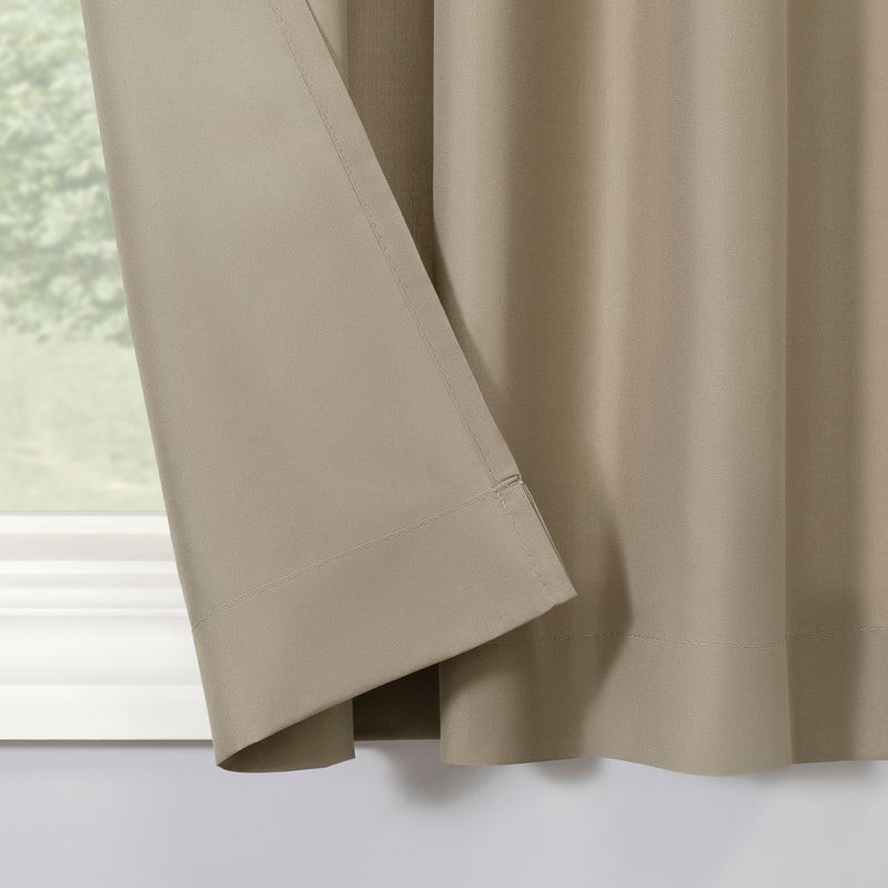 No. 918 Martine Microfiber Semi-Sheer Rod Pocket Kitchen Curtain Valance and Tiers Set, 54" x 24", Taupe - Image 3